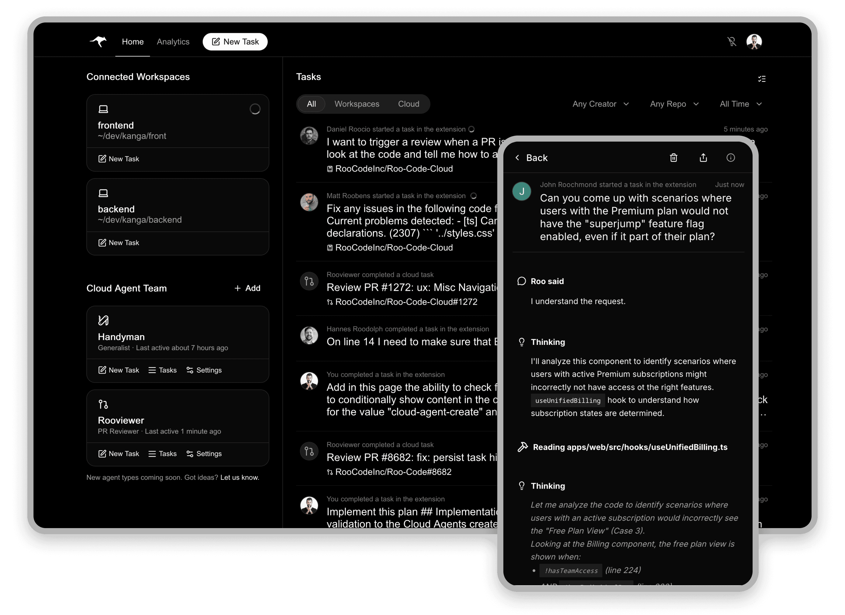 Screenshot of Roo Code Cloud
